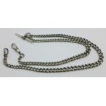 A silver double Albert watch chain, 56g