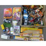 Vintage toy figures and die-cast vehicles