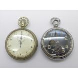 A Waltham military pocket watch, the back bears inscription dated 1951 and a military stop watch