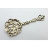 A pierced silver spoon with late Victorian Birmingham mark, 12.9g, 81mm