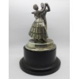 A silver plated dancing trophy, 25cm