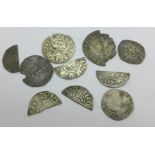 Edward I and Elizabeth I coins, some cut
