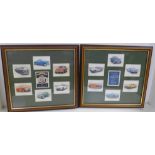 Two sets of MG Classic collector's cards in frames