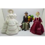 A Coalport figure, Southern Belle, a Royal Worcester Grandmother's Dress and one other figure