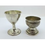 A Georgian silver cup and a white metal cup, total weight 62g