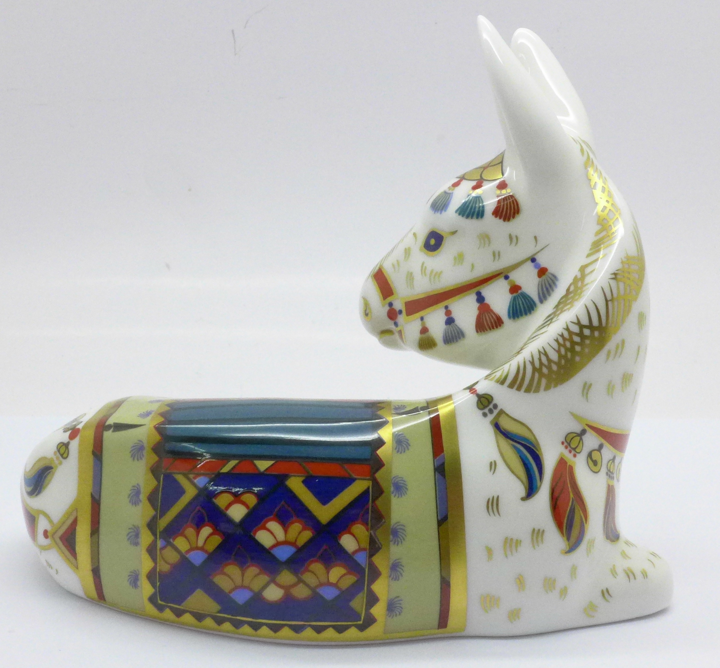 A Royal Crown Derby Thistle Donkey paperweight, limited edition 1124 of 1500, with gold stopper, - Image 3 of 5