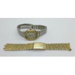 A Tissot Seastar wristwatch, a/f, and an Omega bracelet watch strap, a/f
