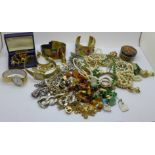 A collection of vintage costume jewellery