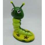 Lorna Bailey; an early caterpillar figurine 'Creepy Crawly' with the 'Old Ellgreave Pottery' stamp