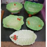 A collection of Beswick and Carlton Ware lobster and leaf design bowls and dishes (19)