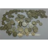 Assorted silver coins, etc.