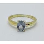 A silver gilt and tanzanite ring, P, with certificate