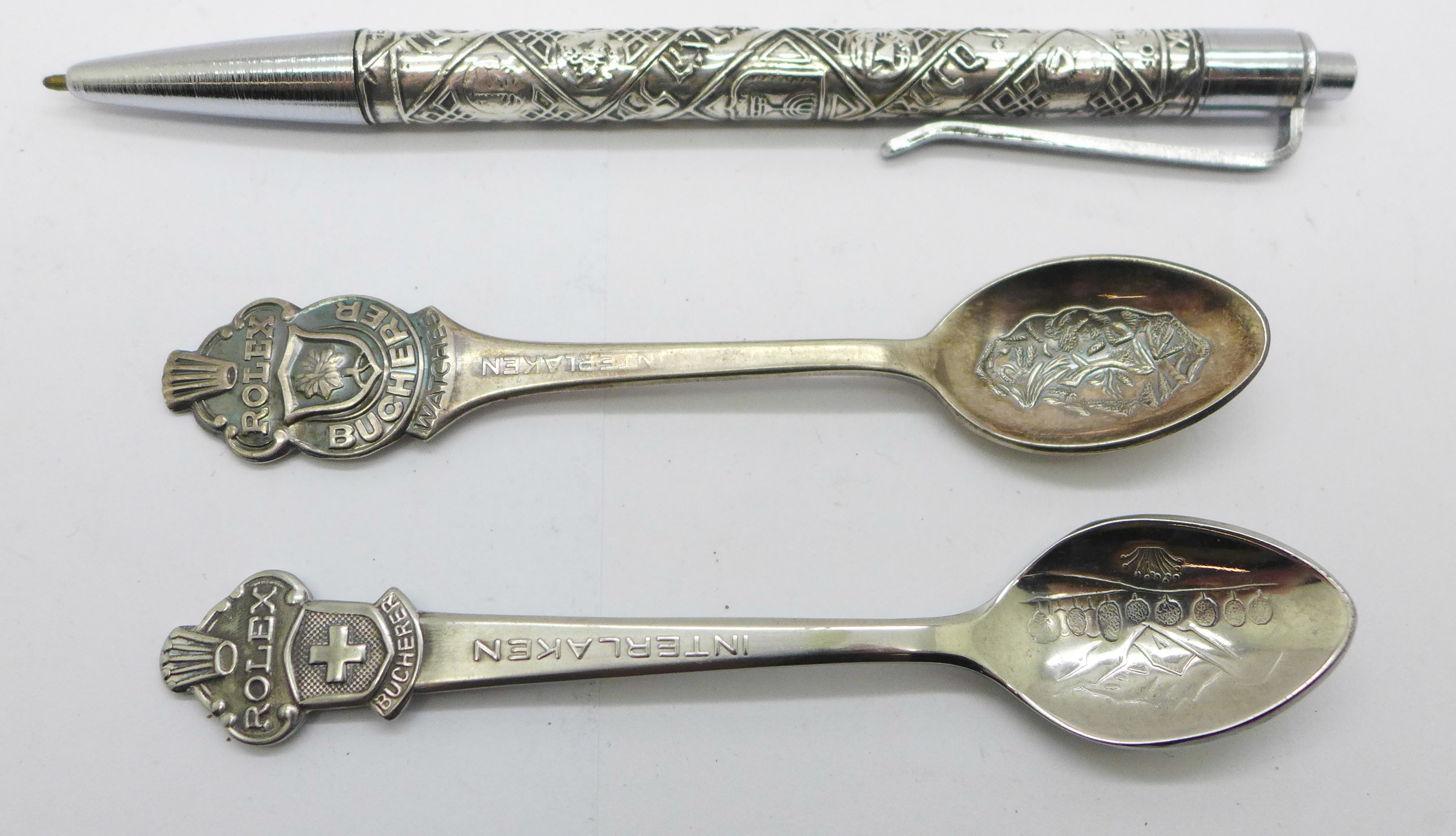 A sterling silver ballpoint pen, marked 'made in Israel' and 'Rolex', and two Rolex spoons - Bild 3 aus 5