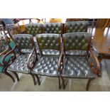 A set of six Beresford & Hicks Regency style mahogany and green leather chairs
