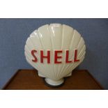 A glass Shell advertising petrol pump globe, a/f, 44cm (small chip)
