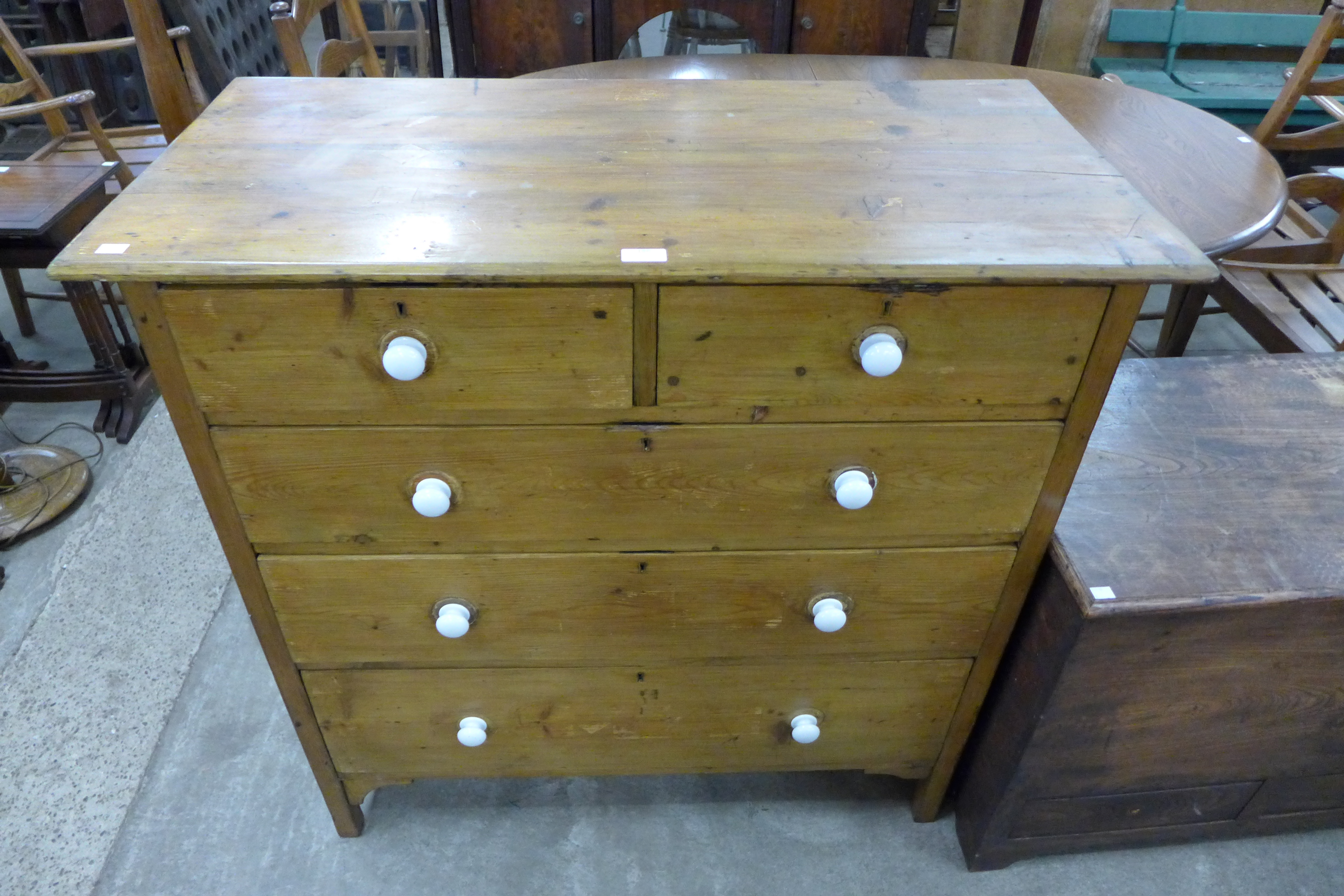 A Victorian pine chest of drawers