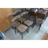 A set of four Victorian elm and beec farmhouse kitchen chairs
