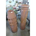 Two terracotta chimney-pots