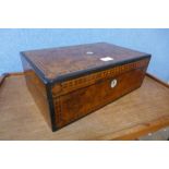 A Victorian inlaid burr walnut writing slope