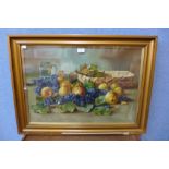 English School, pair of still lifes of fruit,oil on canvas, framed