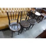 A set of three beech bentwood chairs