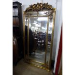 A large gilt French style gilt framed mirror with crest, 183cms h (M32168) #