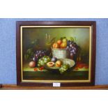 Continental School, still life of fruit, oil on board, framed