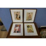 A set of four Japanese prints, framed