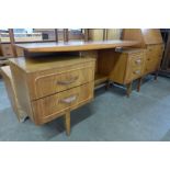 A teak top desk