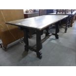 An Arts and Crafts joined oak refectory table