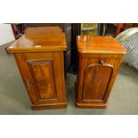 A Victorian walnut pot cupboard and a Victorian mahogany pot cupboard