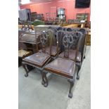 A set of four Chippendale Revival mahogany dining chairs