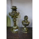 Two brass oil lamps