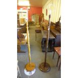 Two beech standard lamps