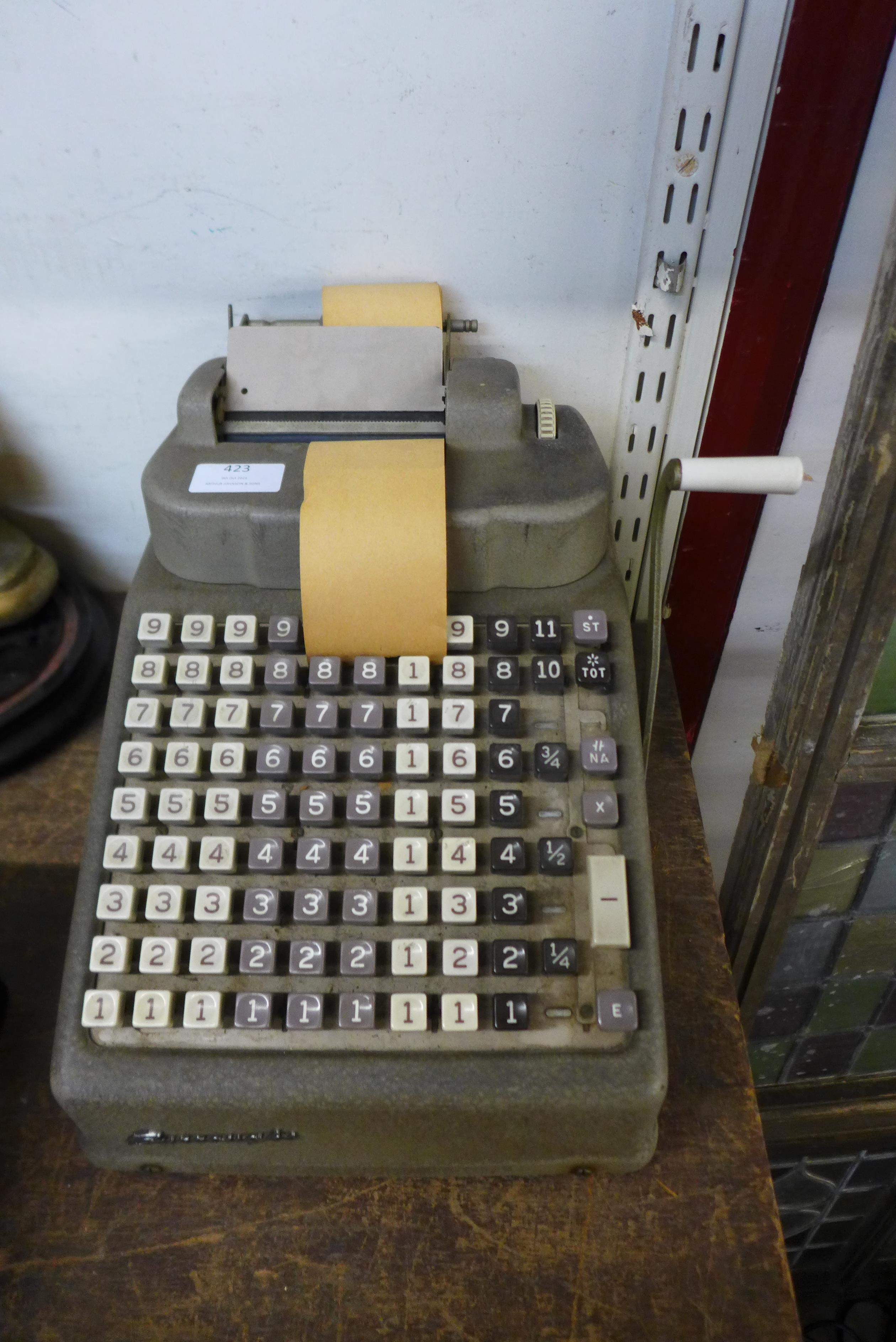 A vintage Burroughs adding and subtracting machine
