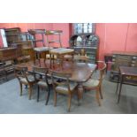 An early Victorian mahogany extending dining table, with four additional leaves, a/f