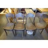 A set of four beech bentwood chairs