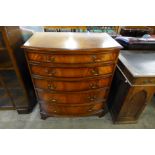 A mahogany bow front chest of drawers