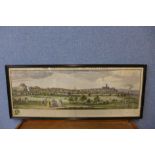 An 18ct Century coloured engravng, The South Prospect of Nottingham, by Samuel and Nathaniel Buck,