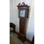 A 19th Century oak and mahogany longcase clock, painted dial signed Latham, Macclesfield