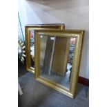 Two gilt framed mirrors and another