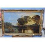 E. Williams, Somerset Evening, oil on canvas, dated 1902, framed