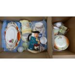 A box of mixed china including a 1930's tea set