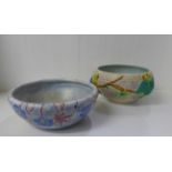 A Clarice Cliff parrot bowl and a Radford bowl