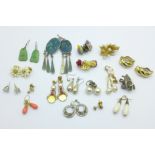 A collection of vintage earrings