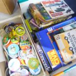 A box of childhood ephemera and badges