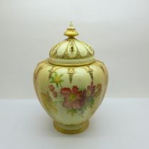 A Royal Worcester blush ivory pot pourri with two covers