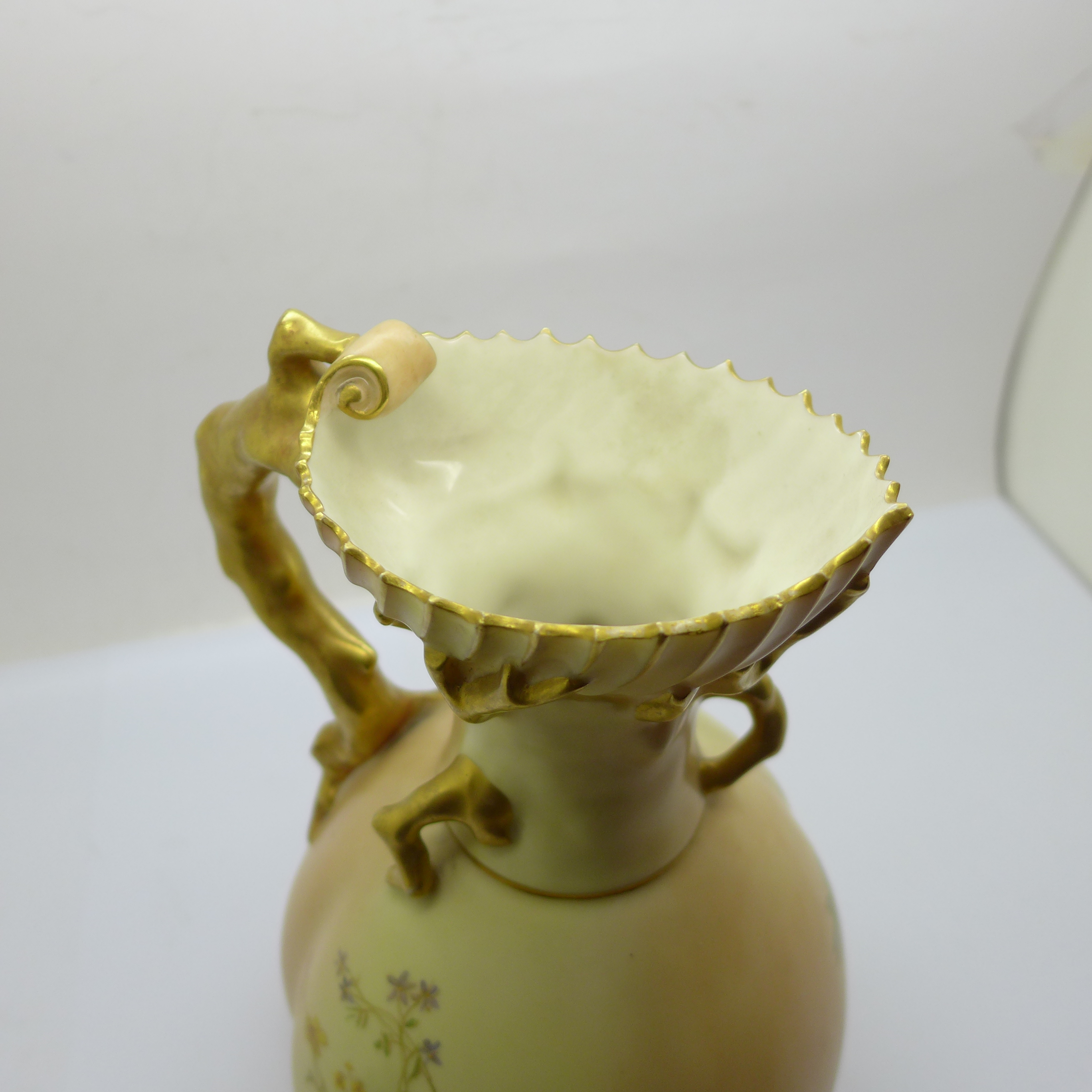 A Royal Worcester blush ivory ewer, 1507 backstamp, 22cm - Image 4 of 5