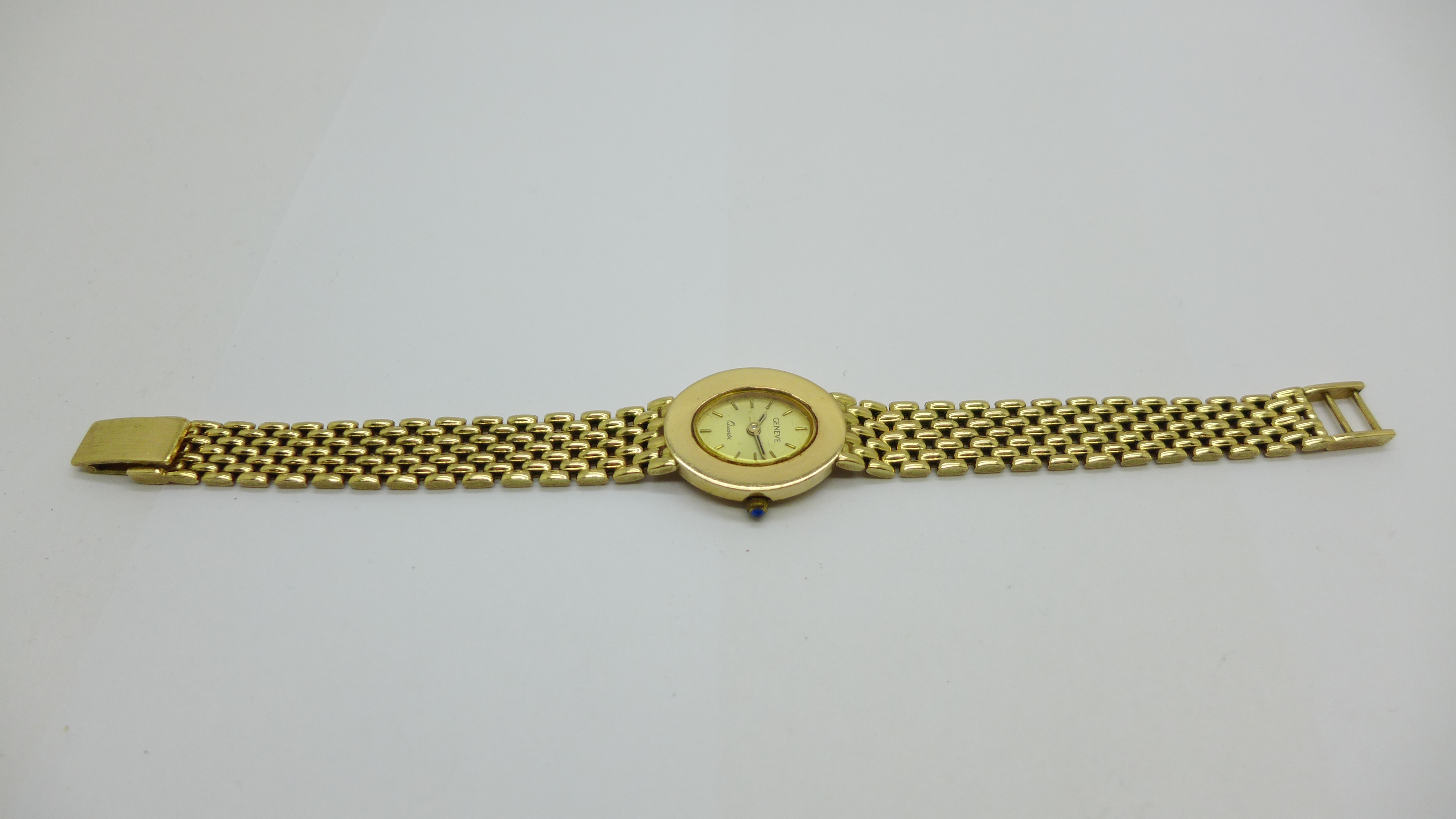 A lady's Geneve quartz 14ct gold wristwatch, 36g gross - Image 2 of 6