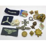 A collection of military badges, buttons, nursing, etc.